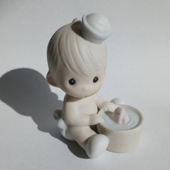 Precious Moments "I would be sunk without you" Sailor Baby with Boat 102970 1987 - Picture 2 of 14